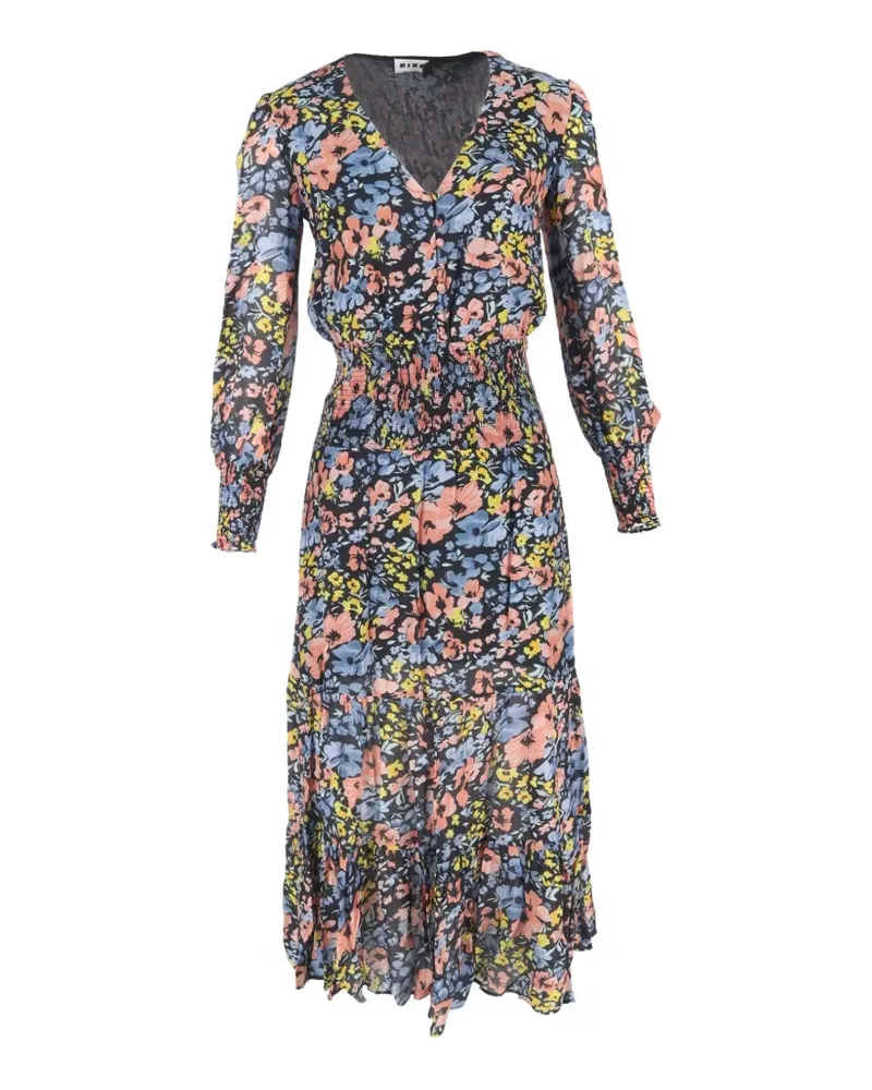 RIXO 2023 Maya Maxikleid mit Blumen-Print - Schwarz Schwarz