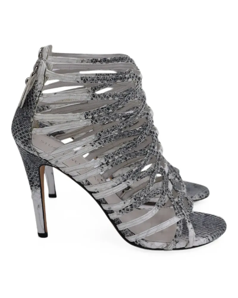 Stuart Weitzman Loops python-embossed sandals - Grau Grau