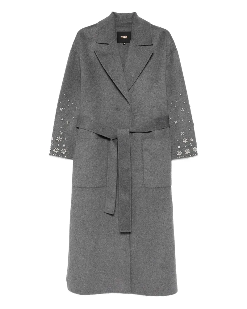 Maje Verzierter Mantel mit Gürtel - Grau Grau