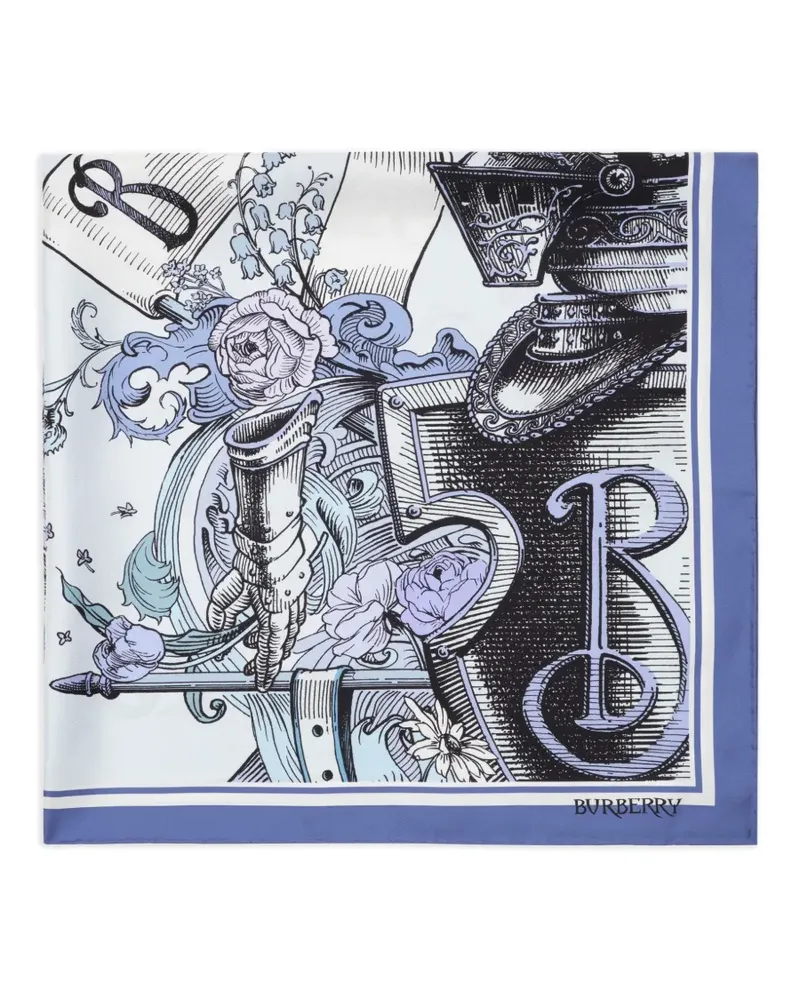 Burberry Etched Knight silk scarf - Weiß Weiß