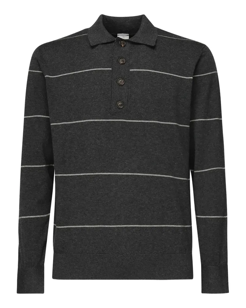 Eleventy Gestreiftes Poloshirt - Grau Grau