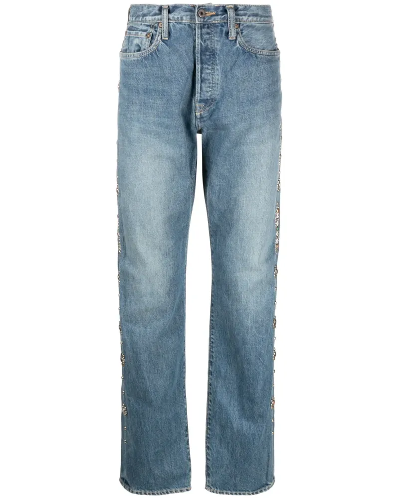 KAPITAL Straight-Leg-Jeans mit Nieten - Blau Blau