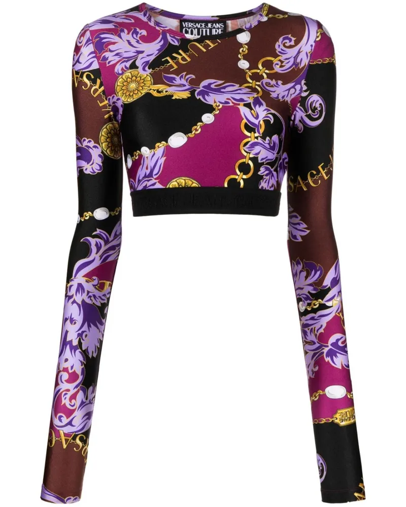 Versace Jeans Cropped-Oberteil mit "Barocco"-Print Schwarz