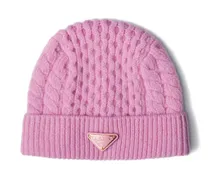 Beanie mit Zopfmuster-Logo - Rosa