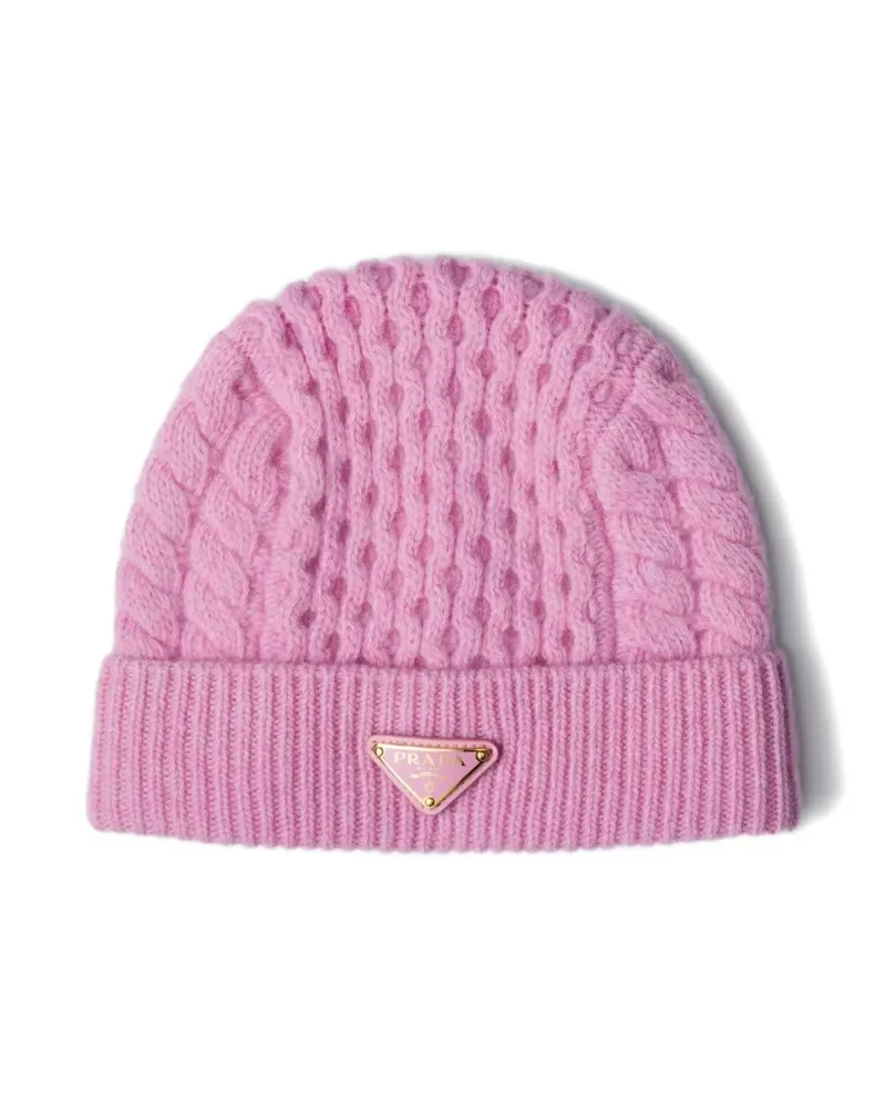 Prada Beanie mit Zopfmuster-Logo - Rosa Rosa