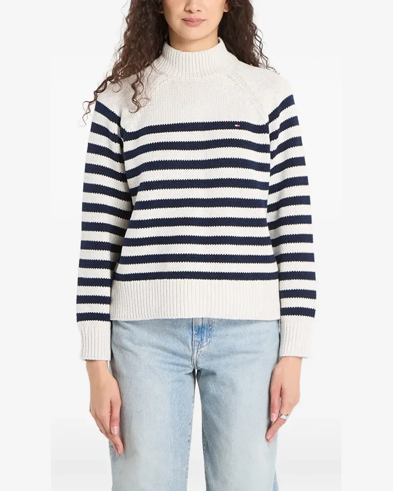 Tommy Hilfiger stripe-pattern raglan-sleeve sweater - Weiß Weiß