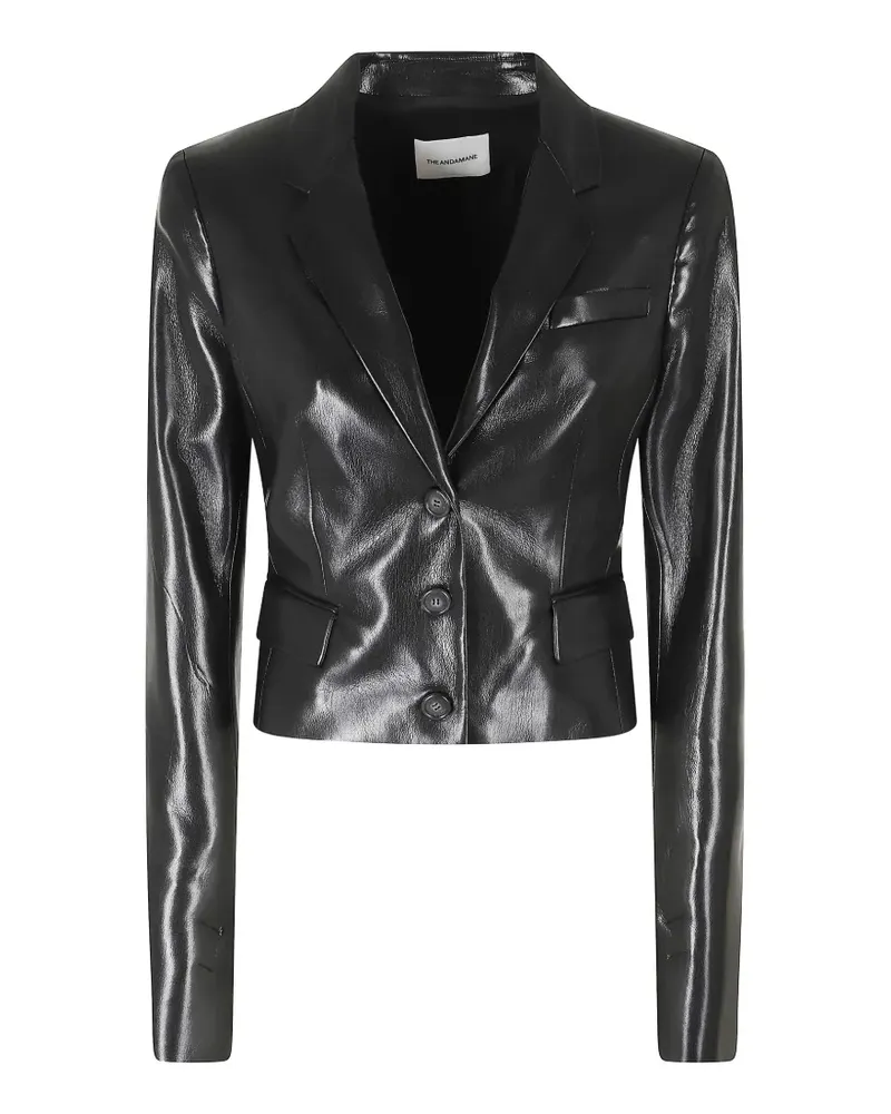 ANDAMANE Cropped-Jacke mit Glanzoptik - Schwarz Schwarz