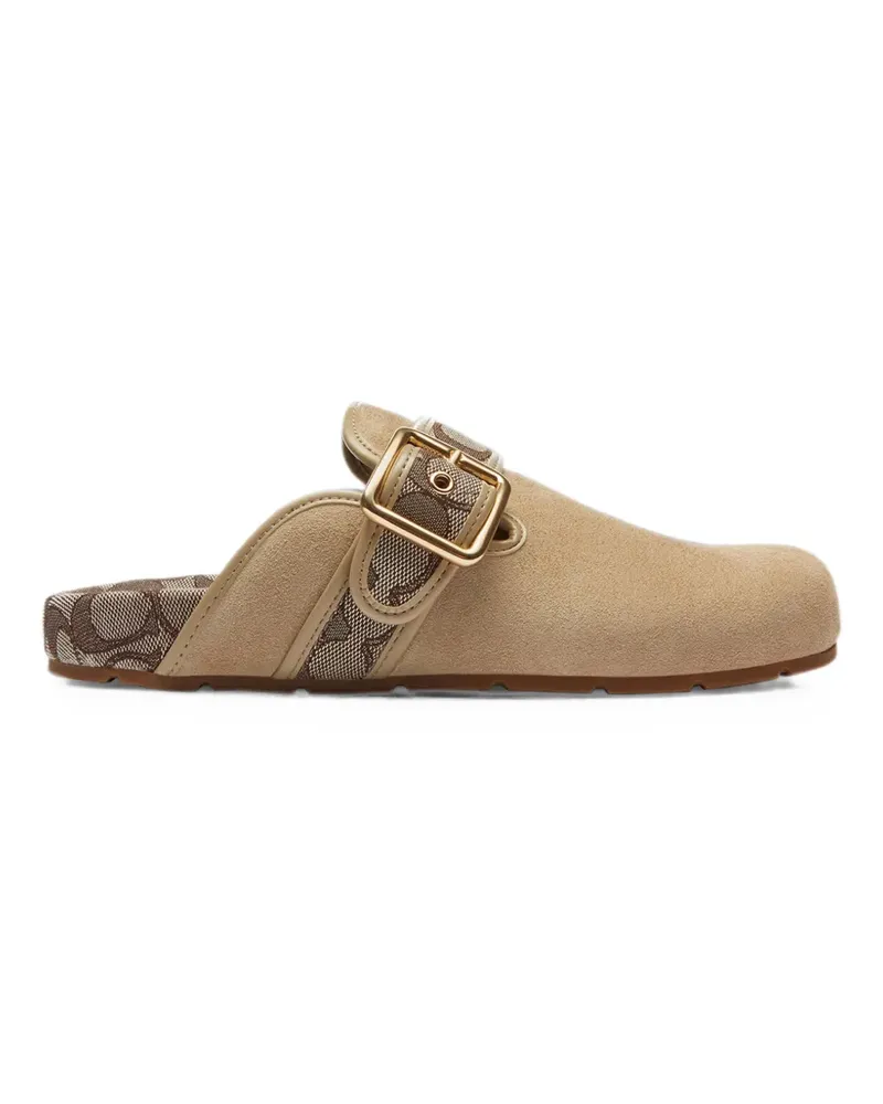Coach monogram-pattern buckle-fastening mules - Nude Nude