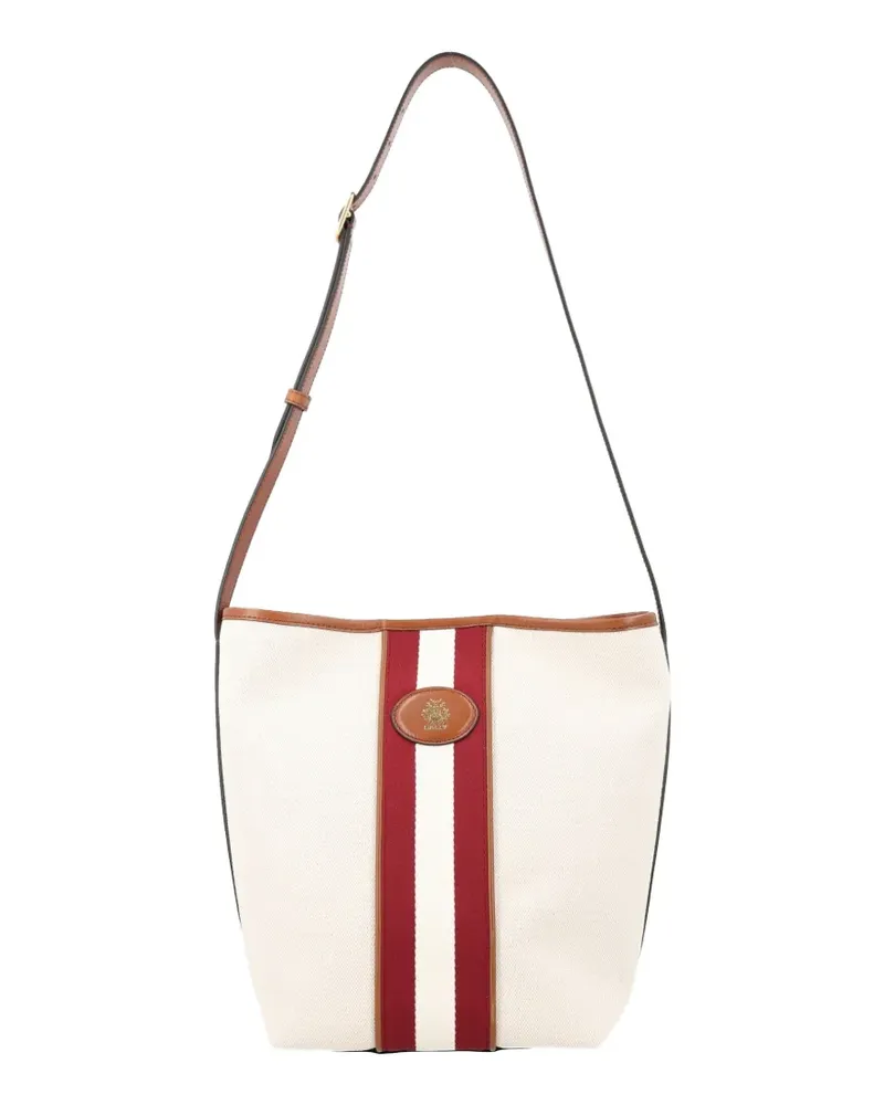 Bally stripe-detail logo-patch shoulder bag - Nude Nude
