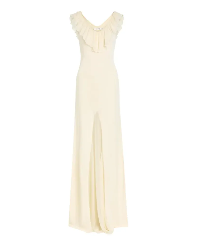 Aya Muse Rowan ruffled front-slit maxi dress - Nude Nude