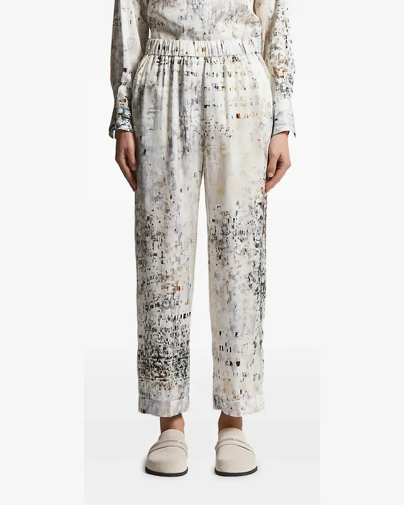 Peserico Hose mit abstraktem Print - Weiß Weiß