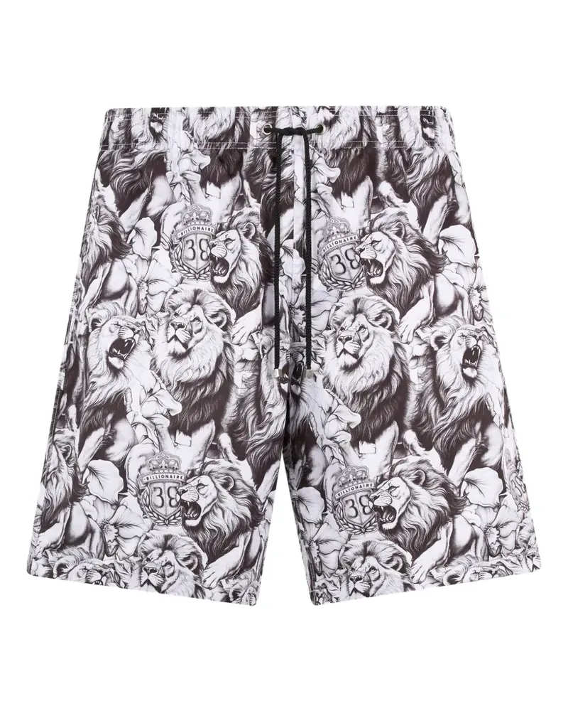 Billionaire Badeshorts mit Animal-Print - Weiß Weiß