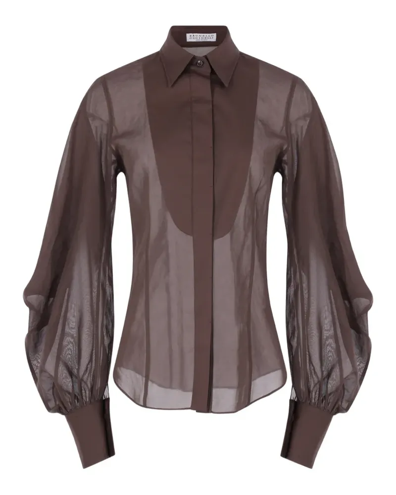 Brunello Cucinelli sheer bishop-sleeve shirt - Braun Braun