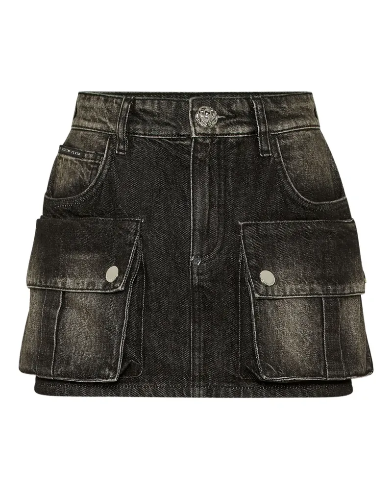 Philipp Plein Jeansrock mit Cargotaschen - Schwarz Schwarz