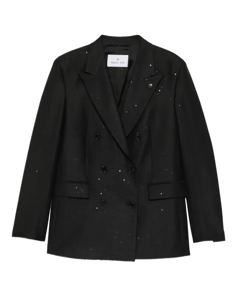 Manuel Ritz Doppelreihiger Blazer mit Pailletten - Schwarz Schwarz