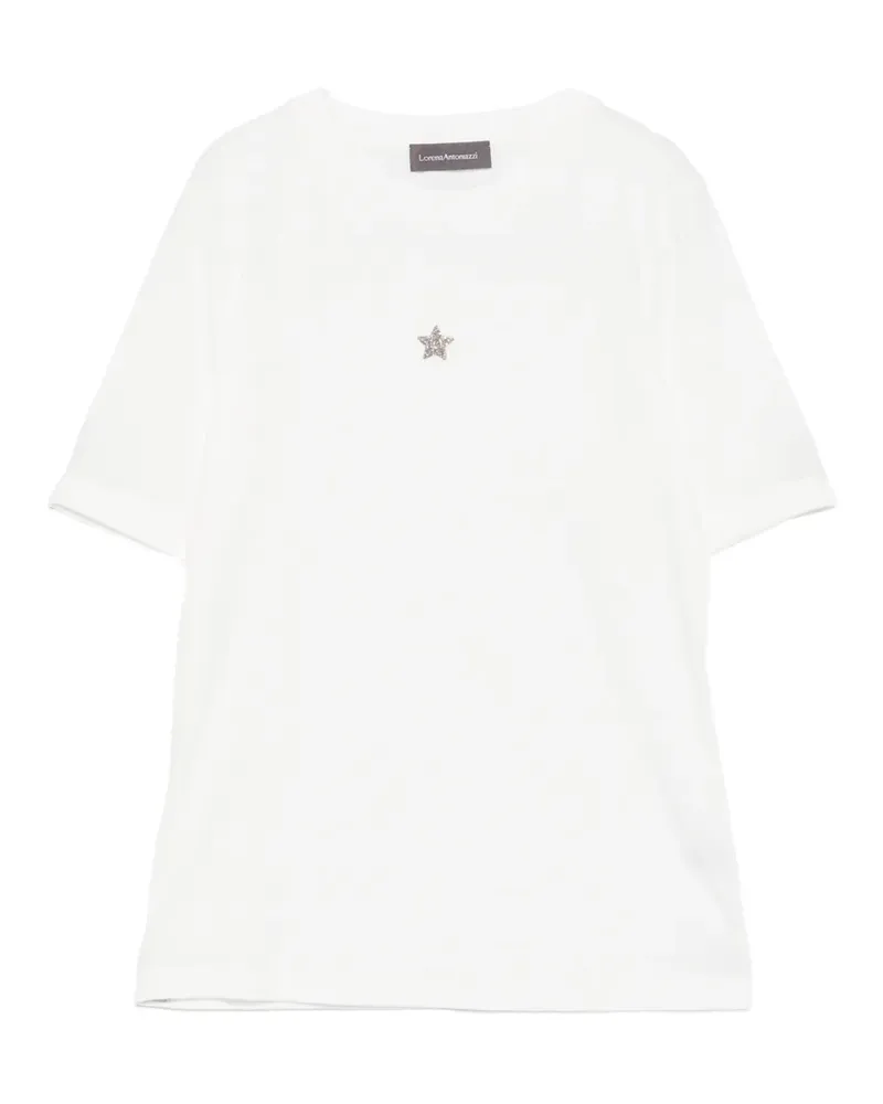 Lorena Antoniazzi T-Shirt mit Stern-Patch - Weiß Weiß