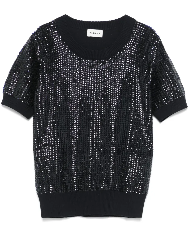 P.A.R.O.S.H. P.A.R.O H. T-Shirt mit Pailletten - Blau Blau