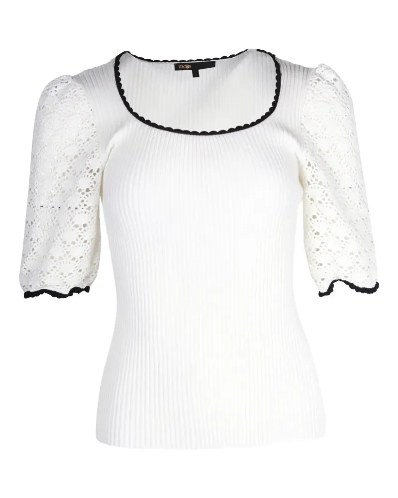 Maje crochet-sleeve ribbed top - Weiß Weiß