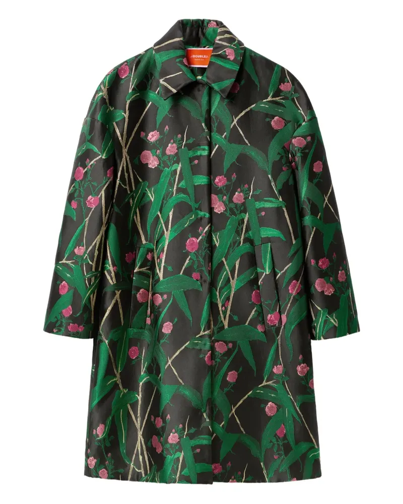 La DoubleJ Kastiger Mantel mit Blumen - Schwarz Schwarz