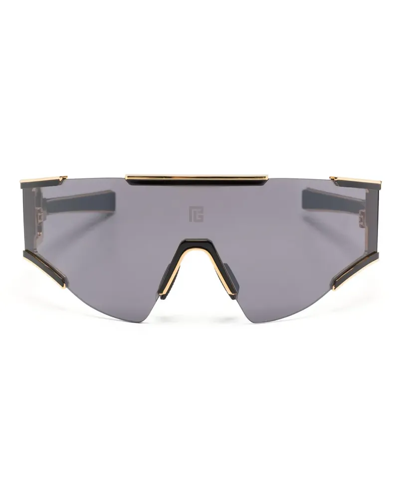 Balmain Sonnenbrille mit Logo-Schild - Schwarz Schwarz