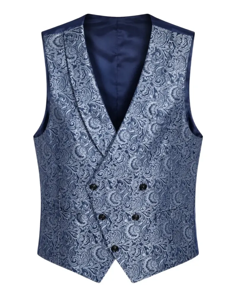 Luigi Bianchi Mantova paisley-jacquard double-breasted waistcoat - Blau Blau