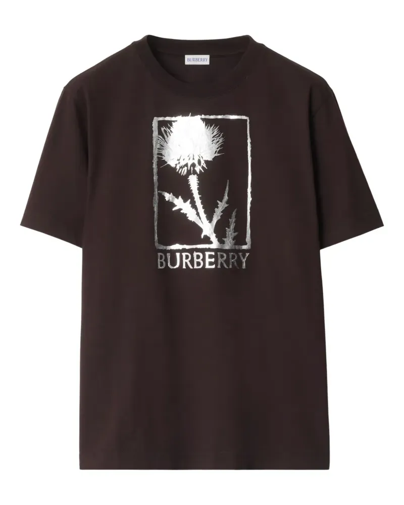 Burberry Thistle T-Shirt mit Metallic-Logo - Braun Braun