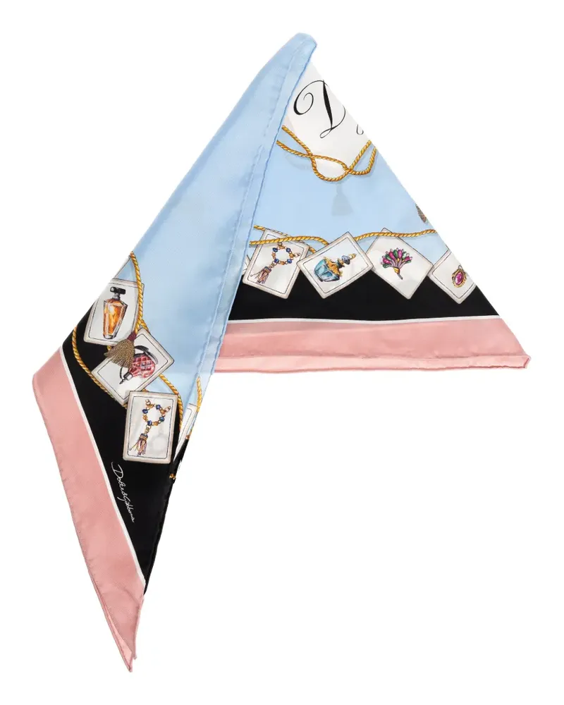Dolce & Gabbana Seidenschal mit Print - Blau Blau