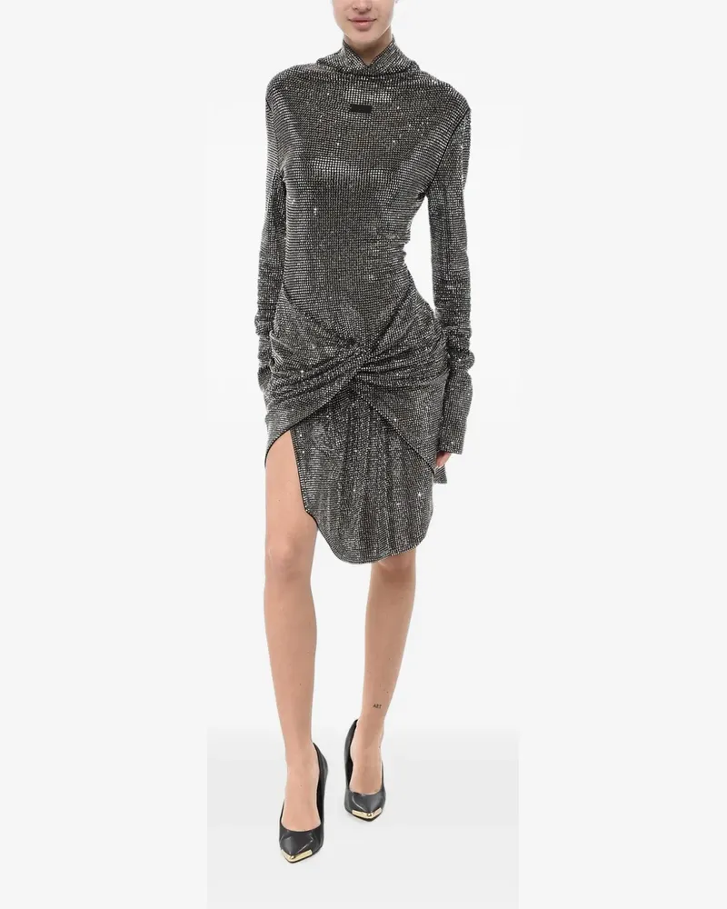 OFF-WHITE rhinestone-embellished Twist mini dress - Silber Silber