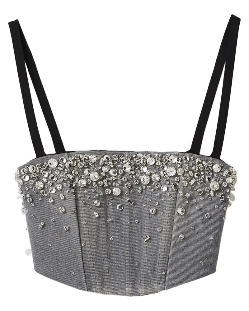 Miu Miu Cropped-Top mit Kristallen - Grau Grau