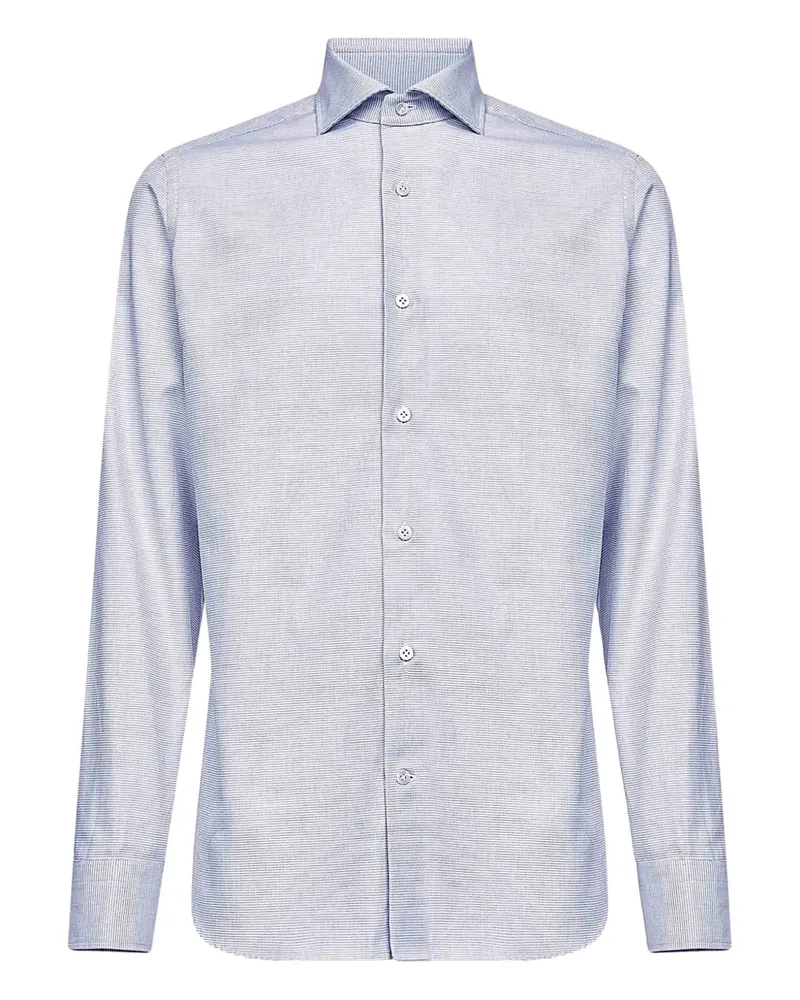 D4.0 Geknöpftes Hemd aus Jacquard - Blau Blau