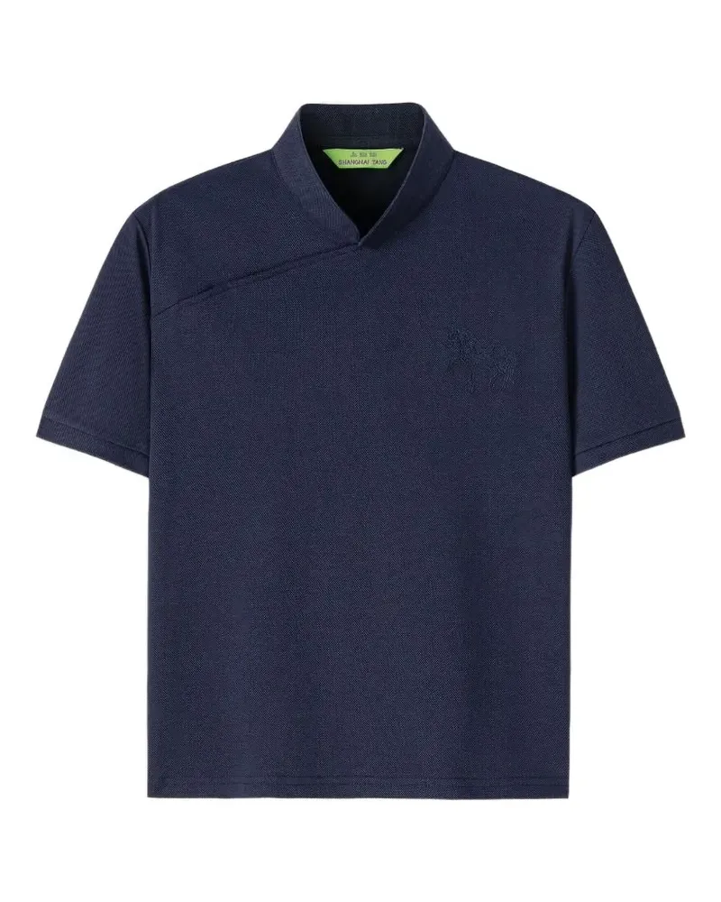 Shanghai Tang horse-detail polo top - Blau Blau
