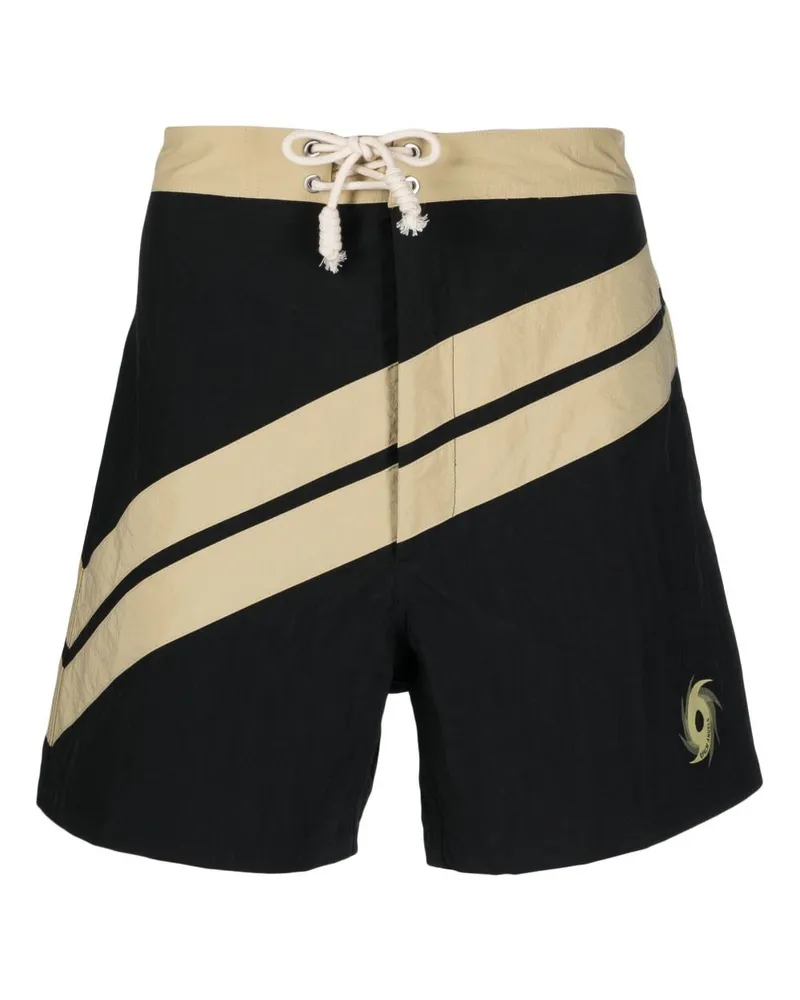 Palm Angels Badeshorts mit diagonalen Streifen - Schwarz Schwarz