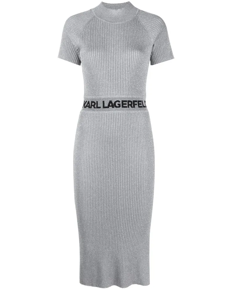 Karl Lagerfeld Geripptes Kleid mit Logo - Grau Grau