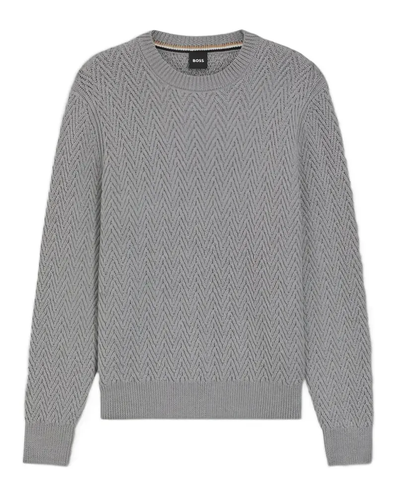HUGO BOSS Pullover mit Fischgrätenmuster - Grau Grau