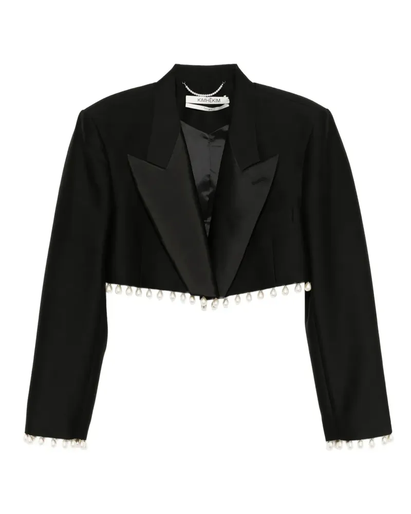 KIMHEKIM Cropped-Jacke mit Perlen - Schwarz Schwarz