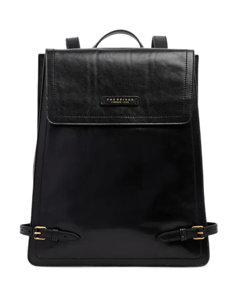 The Bridge Monica Rucksack mit Klappe und Schnallendetail - Schwarz Schwarz