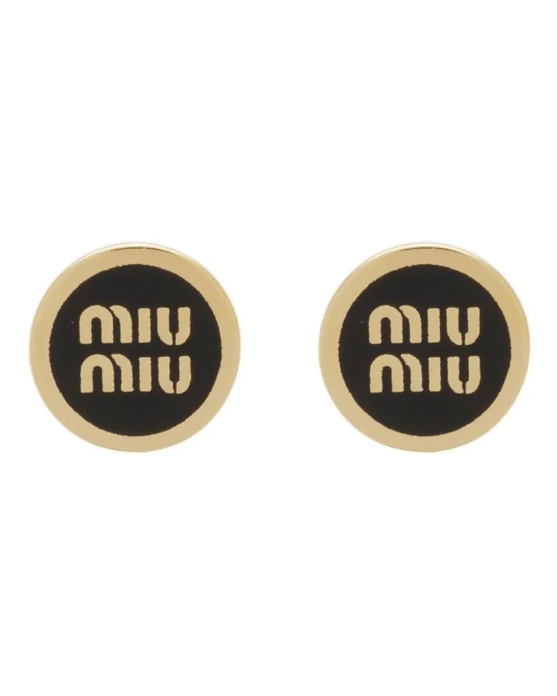 Miu Miu Ohrstecker mit Logo-Prägung - Gold Gold