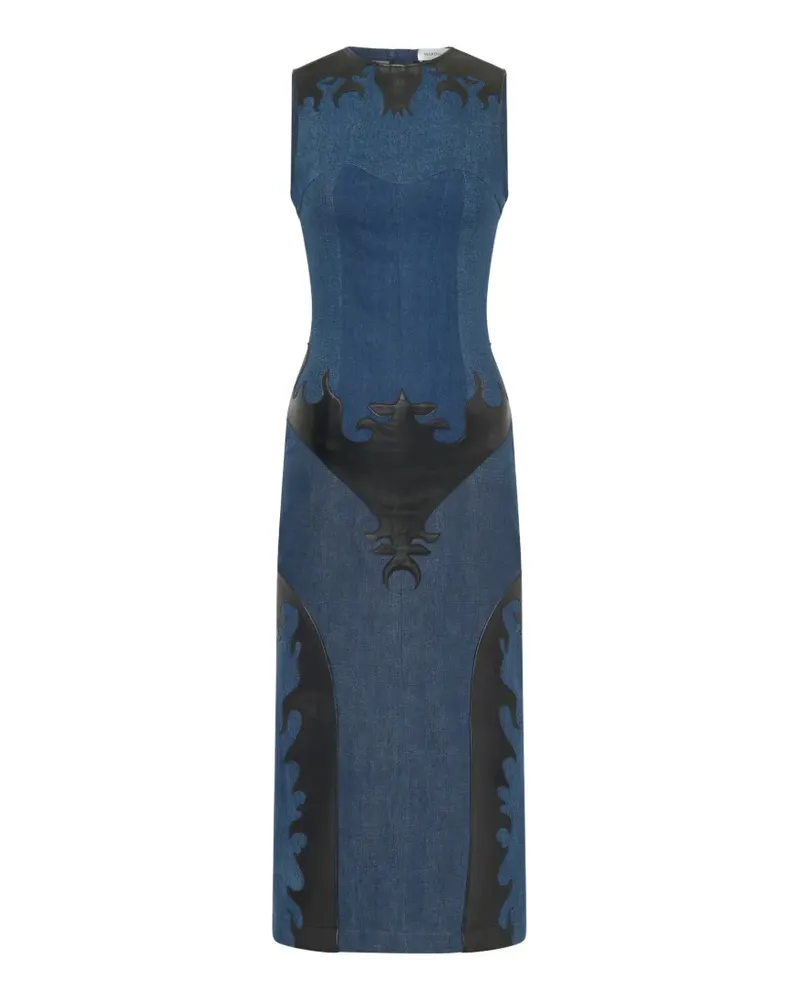 Marine Serre Jeans-Midikleid mit Leder-Patch - Blau Blau