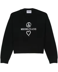 Moschino Pullover mit Intarsien-Logo Schwarz