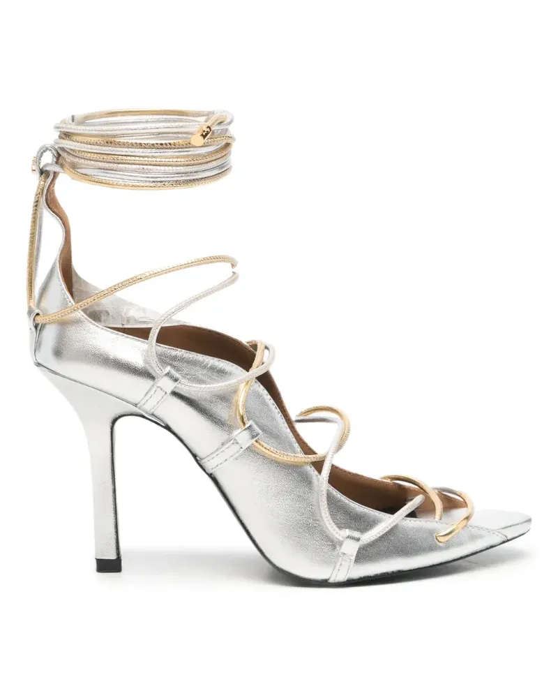 Patrizia Pepe Laminierte Schnürsandalen - Silber Silber