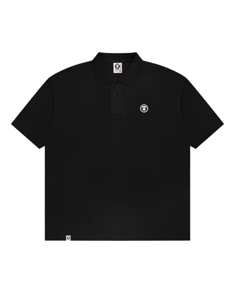 BAPE Moonface logo-plaque polo shirt - Schwarz Schwarz