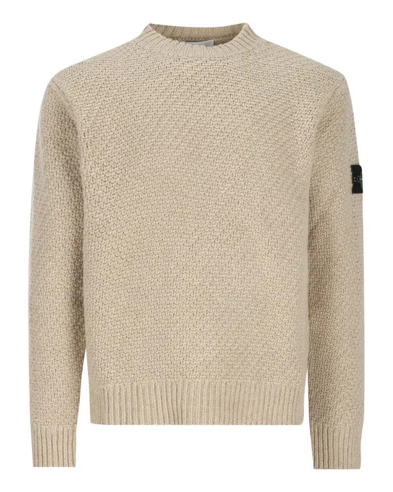 Stone Island Pullover in Korbgeflechtoptik mit Logo-Patch - Nude Nude