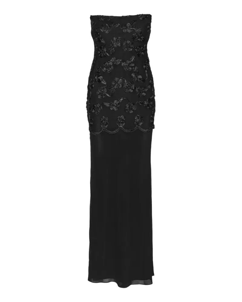 ROTATE Birger Christensen flower mesh maxi dress - Schwarz Schwarz