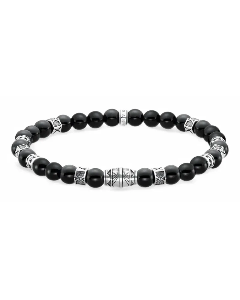 Thomas Sabo Graviertes Armband aus Sterlingsilber mit Onyx-Perlen - Schwarz Schwarz
