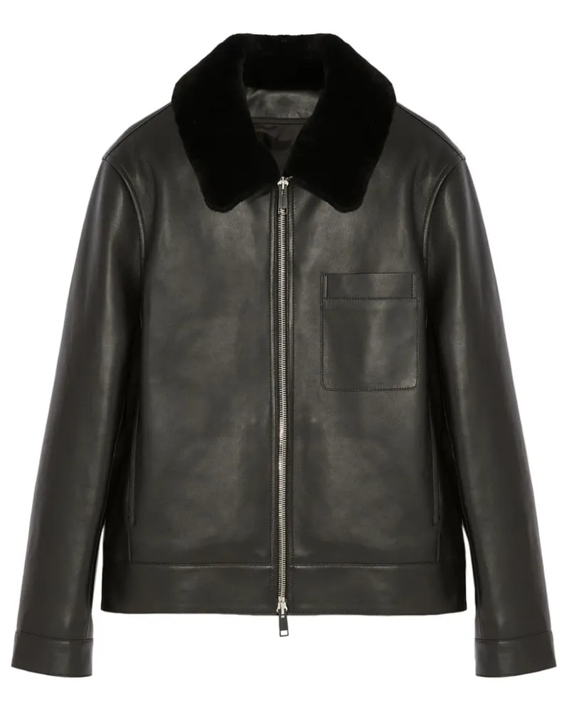 Yves Salomon Jacke mit Shearling-Kragen - Schwarz Schwarz