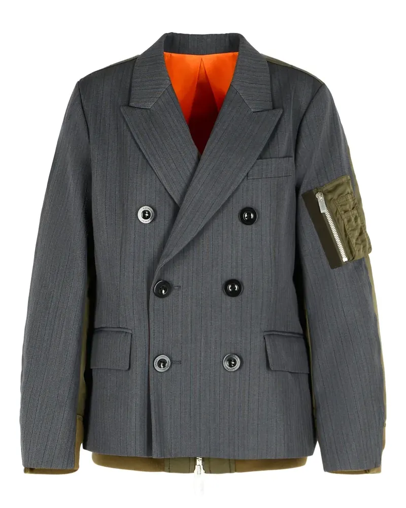 Sacai double-breasted jacket - Grau Grau