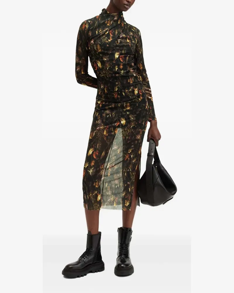 AllSaints Tia Midikleid - Schwarz Schwarz