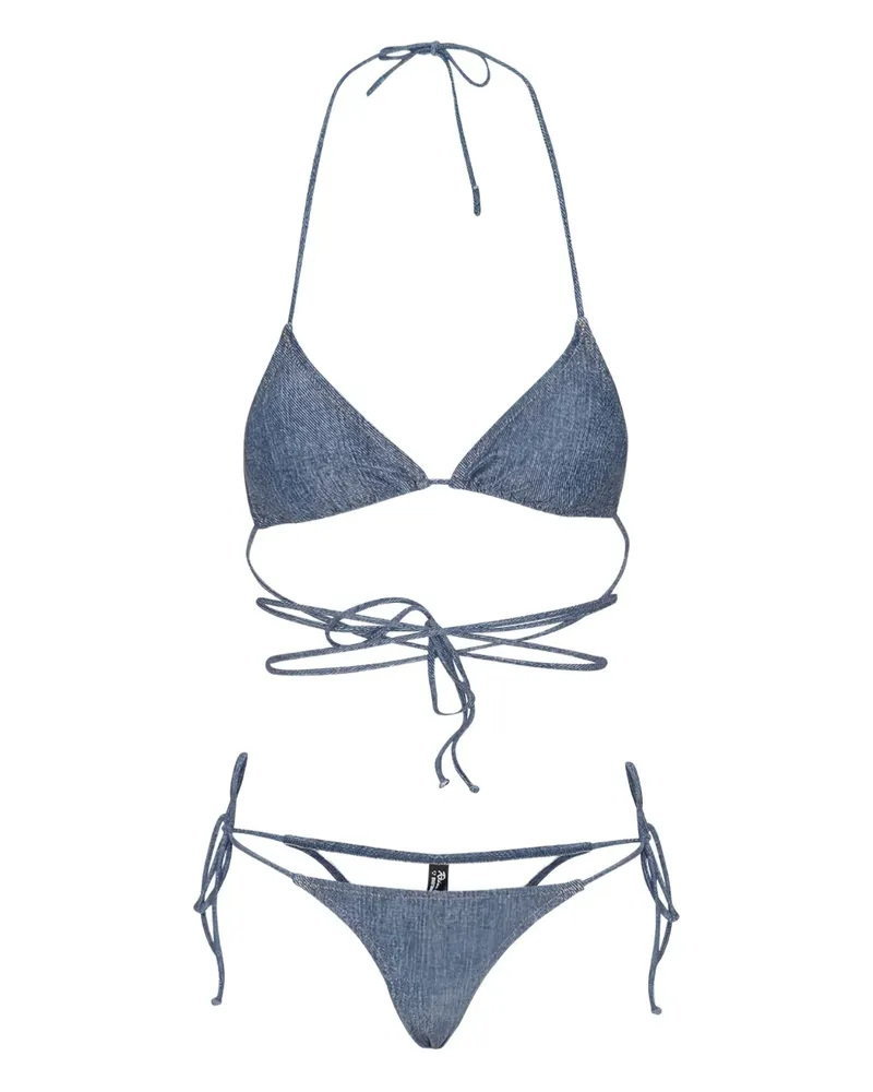 ROTATE Birger Christensen denim-print bikini - Blau Blau