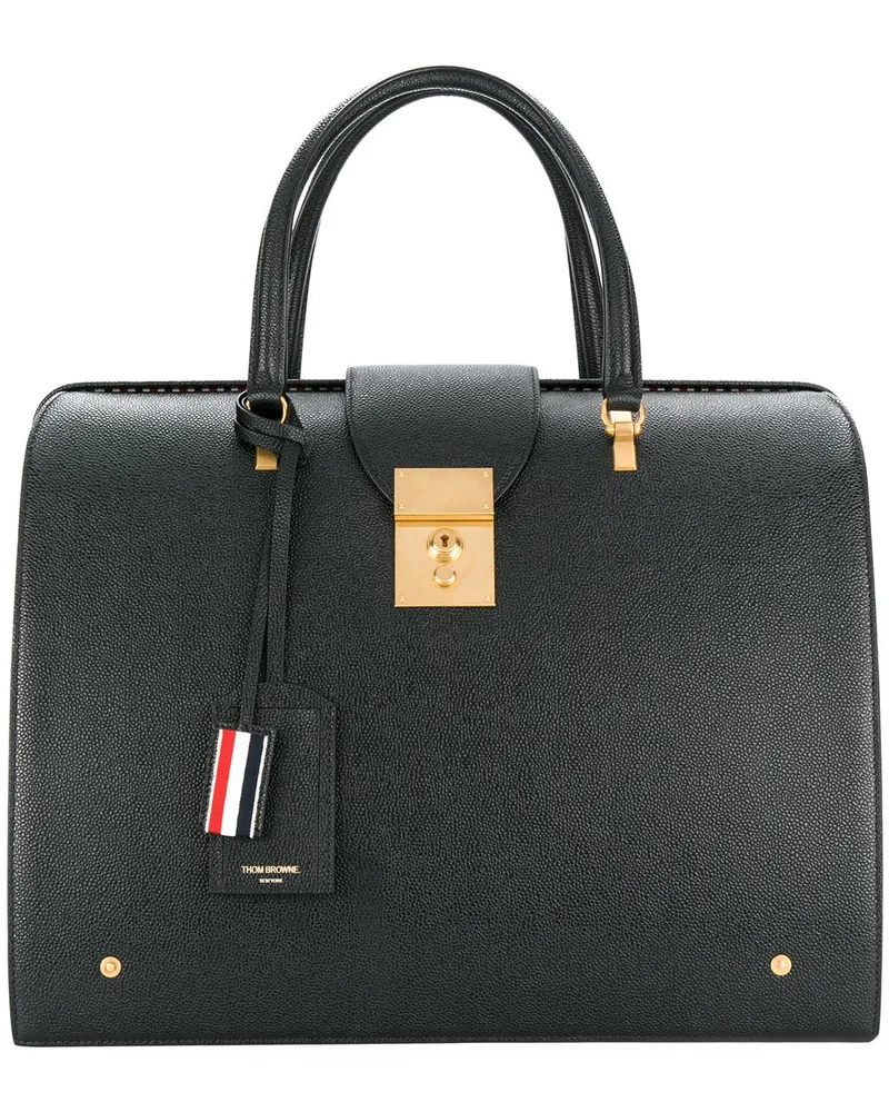 Thom Browne Reisetasche aus Leder Schwarz