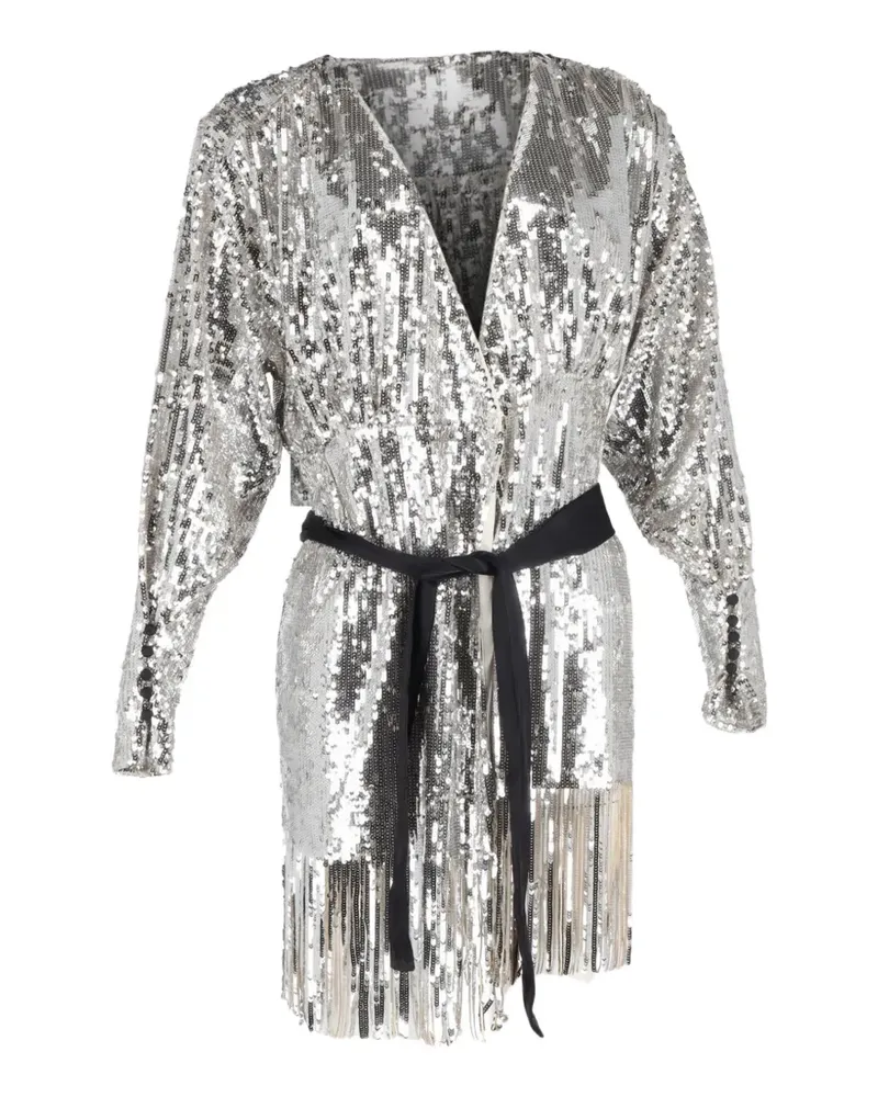 ROTATE Birger Christensen Samantha sequin wrap mini dress - Silber Silber